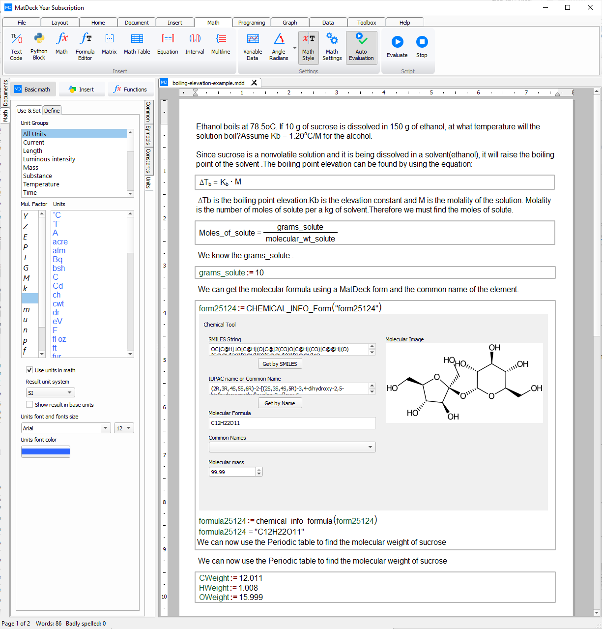 chemistry example